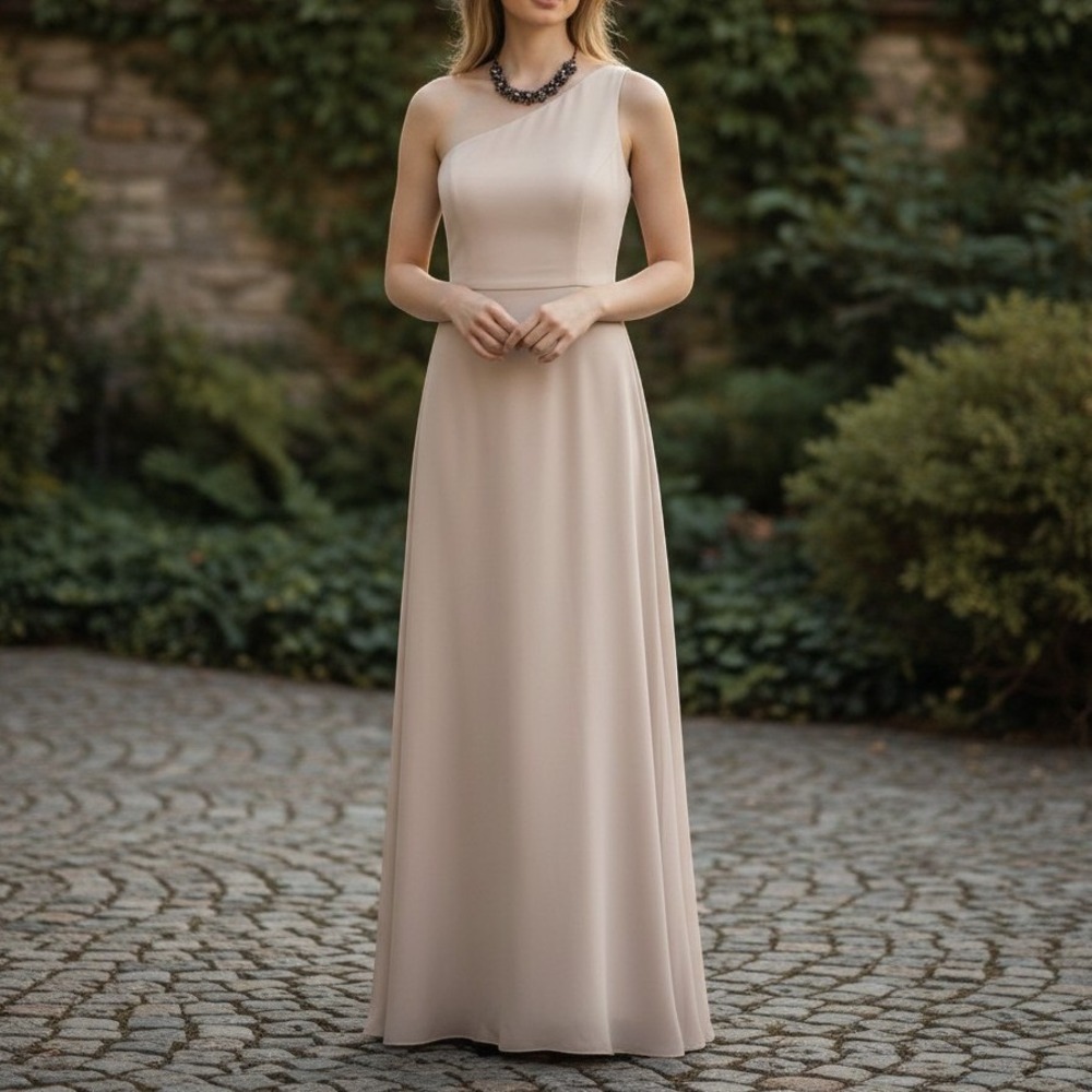 Watters & Watters Dress Size 12 Dusty Pink Gown Wedding Formal One Shoulder 3222